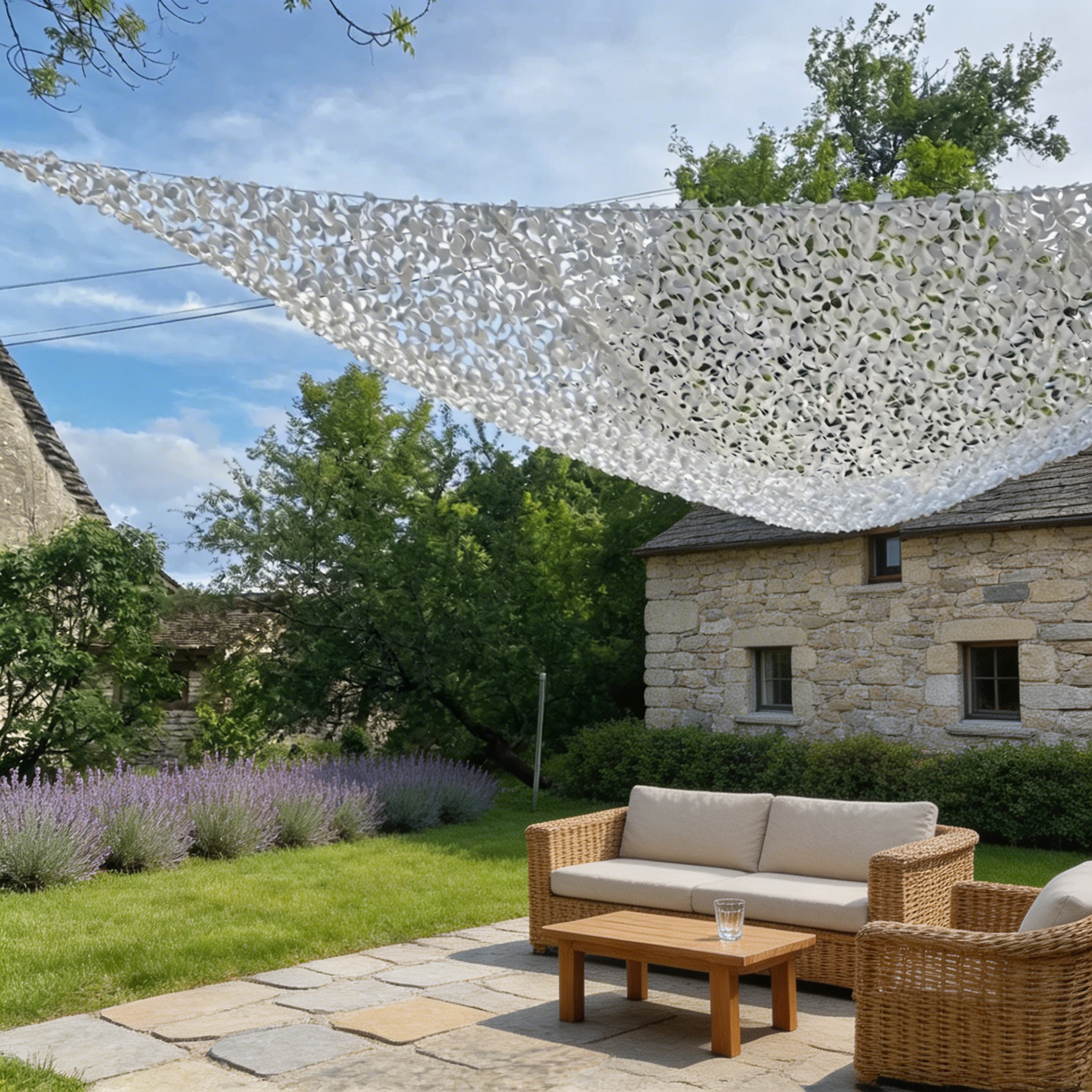 Filet de camouflage triangulaire blanc