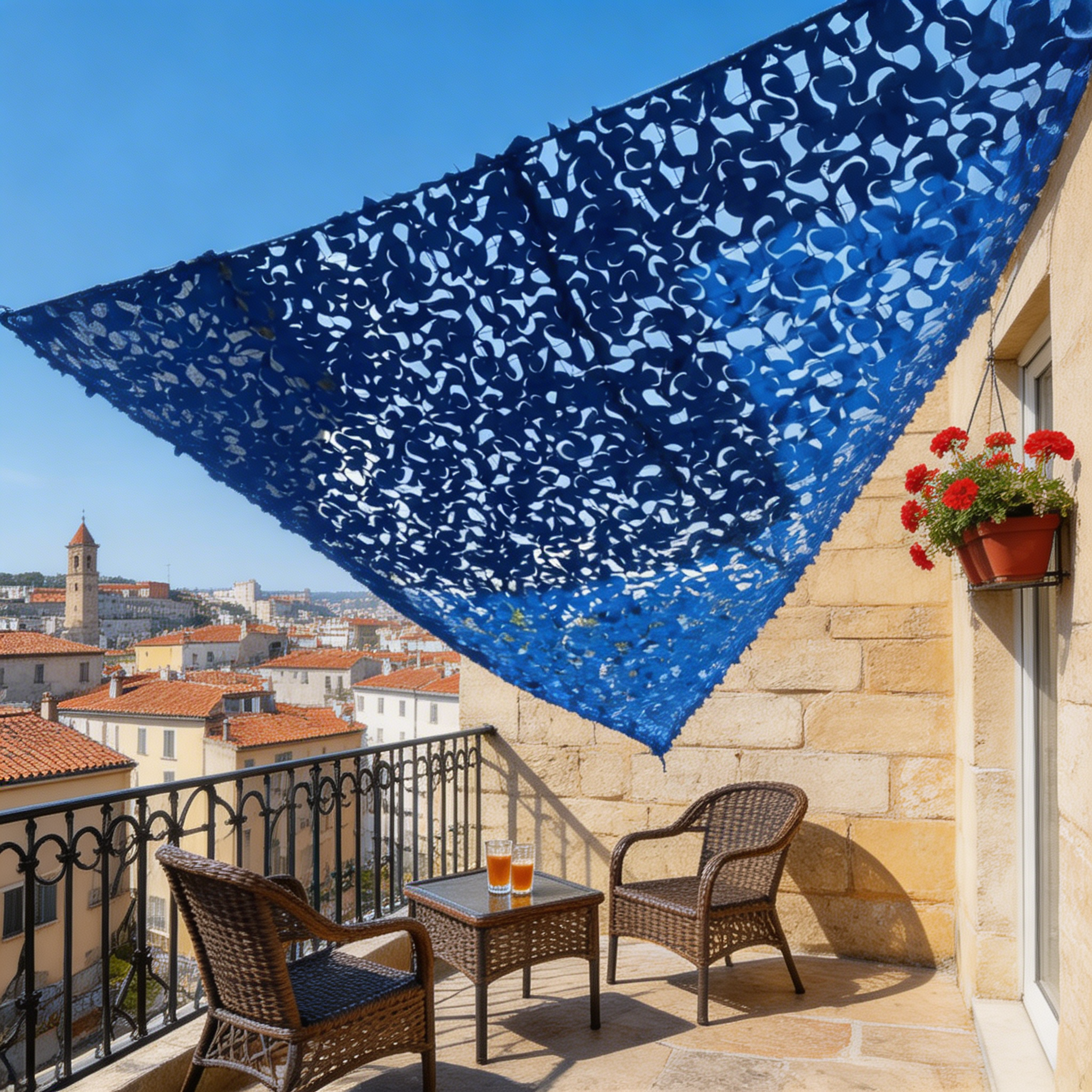 Filet de camouflage triangulaire bleu